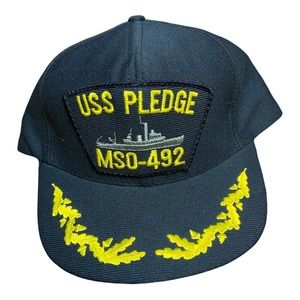 USS Pledge MSO-492 Hat Cap SnapBack Made In USA‎